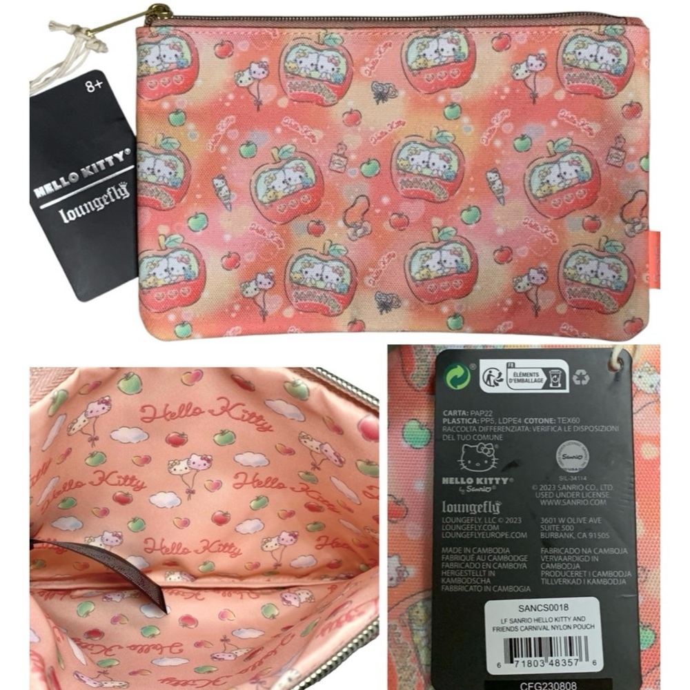 Loungefly Sanrio Hello Kitty and Friends Carnival Nylon Zipper Pouch NWT